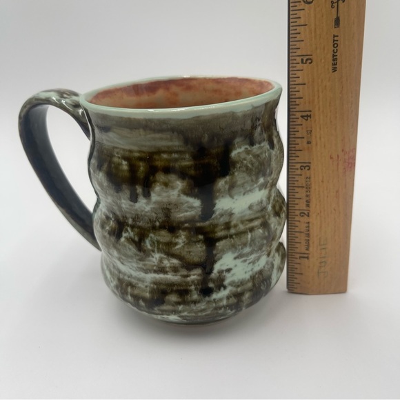 Stoneware Coffee Mug Large Size Hand Painted Unique Earthy - Picture 8 of 10
